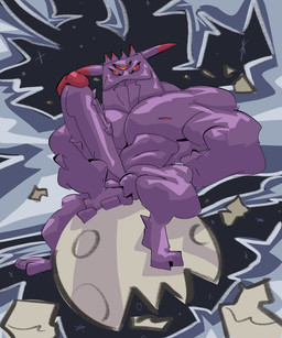 anthro barazoku big_penis genitals huge_penis hyper hyper_genitalia hyper_penis looking_at_viewer male moon penis purple_body sitting solo space wetyuip sega sonic_the_hedgehog_(series) black_doom hi_res