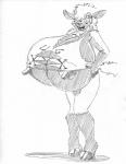 anthro bell bell_collar big_breasts breasts collar cowbell erect_nipples female hanging_breasts huge_breasts looking_at_viewer nipples nude solo wolfkidd molly_mcalister bovid caprine domestic_sheep mammal sheep 2017 greyscale monochrome sketch