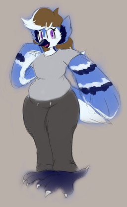 anthro belly big_breasts biped blue_body breasts clothed clothed_anthro clothed_female clothing female female_anthro grey_background looking_at_viewer multicolored_body non-mammal_breasts pose simple_background slightly_chubby slightly_chubby_anthro slightly_chubby_female solo thick_thighs three-quarter_view white_body wide_hips notmrsatsuma celeste_(someguy7733) avian bird blue_jay corvid jay_(bird) new_world_jay oscine passerine digital_drawing_(artwork) digital_media_(artwork) flat_colors full-length_portrait hi_res portrait