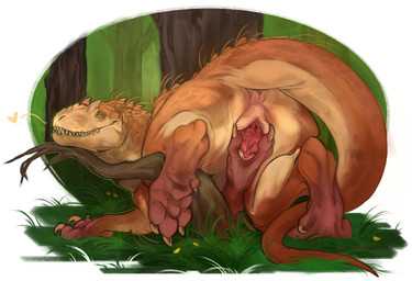 animal_genitalia animal_vulva anus bedroom_eyes branch butt butt_focus claws countershading dewclaw emanata feet female feral flower fog foggy_background forest forest_background genitals geometric_background grass green_eyes hair_strands heart_symbol light_body light_scales looking_at_viewer looking_back lying narrowed_eyes on_front on_ground orange_body orange_scales outside paws plant presenting presenting_hindquarters presenting_vulva ridges scales seductive simple_background smile smirk solo spread_vulva spreading tail teeth tree vaginal vulva yellow_flower skific jurassic_park jurassic_world universal_studios dinosaur indominus_rex prehistoric_species reptile saurischian scalie theropod 2026 colored digital_media_(artwork) digital_painting_(artwork) hi_res painting_(artwork) shaded