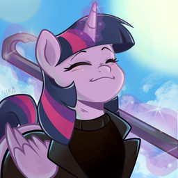 clothing cloud crowbar eyes_closed female feral glowing glowing_horn horn smile solo sweater telekinesis tools topwear wings rookiecrash friendship_is_magic hasbro my_little_pony mythology twilight_sparkle_(mlp) equid equine mammal mythological_creature mythological_equine winged_unicorn 1:1 meme