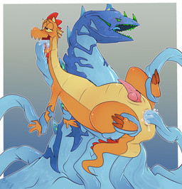 2_horns anal anal_penetration animal_genitalia animal_penis anthro biped blue_body claws double_penetration duo ear_frill erection facial_horn frill_(anatomy) genitals half-closed_eyes horn looking_at_another looking_at_partner male male/male narrowed_eyes nose_horn nude open_mouth oral oral_penetration penetration penis restrained restrained_by_tentacles scales sex sharp_teeth simple_background suspended_via_tentacles suspension tan_body tan_scales teeth tentacle_in_ass tentacle_in_mouth tentacle_penetration tentacle_sex tentacles toe_claws water water_tentacles fuf chip_'n_dale_rescue_rangers disney mythology sega sonic_the_hedgehog_(series) dtz_(cdrr) perfect_chaos dragon elemental_creature mythological_creature mythological_scalie scalie tentacle_creature water_creature 2019 crossover hi_res