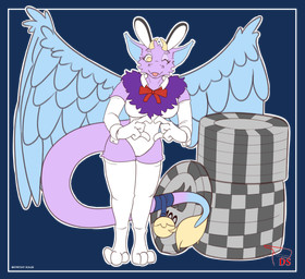 anthro armwear breasts bunny_costume casino clothing costume elbow_gloves female fluffy fluffy_ears fluffy_tail fur gloves handwear horn looking_at_viewer micro multicolored_body multicolored_fur one_eye_closed pink_body pink_fur pink_tail poker_chip purple_body purple_fur shrunk solo tail tail_fluff two_tone_body uniform wings wink winking_at_viewer yellow_eyes yellow_horn yellow_tail digitalscales mythology petal_(dapperhedgehog) dragon fairy_dragon furred_dragon furred_scalie lizard mythological_creature mythological_scalie reptile scalie winged_dragon absurd_res alpha_channel colored_sketch hi_res sketch