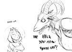 2023 angry anthro bovid caprine child demon dialogue duo english_text female goat hi_res hladilnik horn lucy_(hladilnik) male mammal monochrome sketch text tommy_(hladilnik) young
