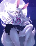 anthro black_clothing black_panties black_underwear clothed clothing female fur hair moon panties red_eyes seductive solo underwear white_body white_fur white_hair purrynx one_piece carrot_(one_piece) sulong_carrot lagomorph leporid mammal rabbit hi_res