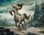 arrow_(weapon) bow_(weapon) hair holding_object holding_weapon hooves landscape male mask muscular muscular_male muscular_taur quiver_(object) ranged_weapon running solo weapon lucas_graciano european_mythology greek_mythology hasbro magic:_the_gathering mythology wizards_of_the_coast centaur equid equid_taur humanoid_taur mammal mammal_taur taur undead official_art restricted_palette