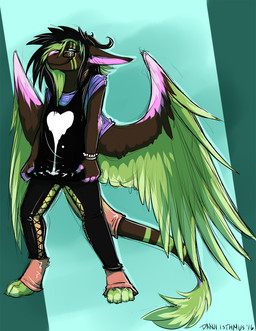 barefoot black_hair bottomwear clothed clothing feet fully_clothed hair looking_at_viewer male pants shirt solo standing tail topwear wings year danji-isthmus mythology twixxel_minty angel_dragon dragon mythological_creature mythological_scalie scalie 2016 digital_drawing_(artwork) digital_media_(artwork) signature