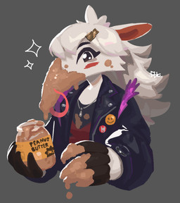 4_fingers anthro biped claws clothed clothed_anthro clothed_female clothing female finger_claws fingers food front_view fur hair jacket simple_background solo topwear white_body white_fur white_hair el-k anteater mammal pilosan xenarthran 2025 absurd_res digital_drawing_(artwork) digital_media_(artwork) hi_res