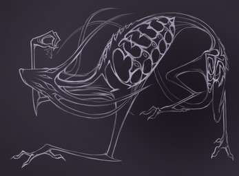 ambiguous_gender feral holding_object multi_eye nude size_difference tail tail_on_head thin_arms thin_legs thin_tail kabarga kabarga_(character) mammal monster murid murine rat rodent absurd_res digital_media_(artwork) hi_res monochrome sketch