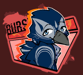 anthro beak blue_body blue_feathers feathers gameplay_mechanics grey_body grey_feathers male meter solo text user_interface catjamn avian 2022 aliasing digital_media_(artwork) english_text icon low_res