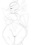 ambiguous_gender anthro big_butt butt male solo thick_thighs nwopi nintendo pokemon anatid anseriform avian bird duck generation_9_pokemon pokemon_(species) quaquaval absurd_res hi_res monochrome sketch