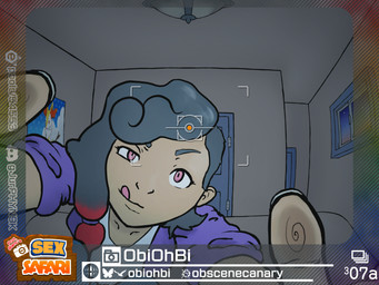 bedroom black_hair camera_hud camera_view clothing fish_eye_view hair highlights_(coloring) looking_at_viewer male poster solo obscenecanary new_pokemon_snap nintendo pokemon pokemon_snap prof_blanc's_sex_safari braixen generation_6_pokemon human mammal pokemon_(species) 4:3 absurd_res hi_res