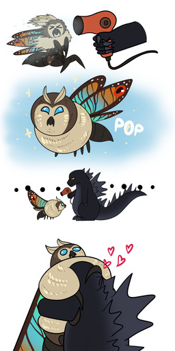 bath claws dryer female feral fuzzy group hair_dryer hug male question_mark shower_head simple_background tail wings herakidpatrol godzilla_(series) monsterverse mothra_(series) toho godzilla godzilla_(2014) mothra rodan_(toho) arthropod insect kaiju lepidopteran monster moth prehistoric_species pteranodon pteranodontid pterosaur reptile scalie absurd_res comic digital_media_(artwork) hi_res