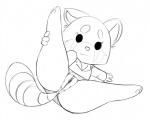 :3 anthro anus butt eyelashes female genitals legs_up pussy solo zokva aggretsuko sanrio retsuko ailurid mammal red_panda black_and_white monochrome