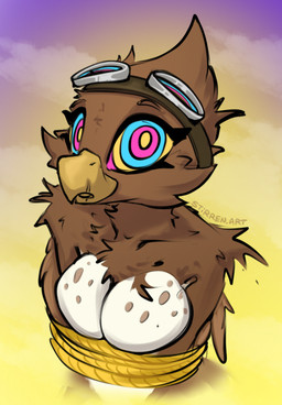 anthro bdsm beak bondage bound breasts eyewear eyewear_on_head feathers featureless_breasts female goggles goggles_on_head hypnosis looking_at_viewer mind_control restraints ringed_eyes rope rope_bondage scar solo surprised stirren kerra_sol avian hi_res portrait