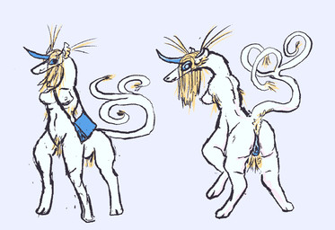 amputee animal_genitalia animal_vulva blonde_hair blue_eyes breasts disability equine_genitalia equine_vulva female feral forked_tail genitals hair horn long_hair missing_all_arms missing_arm missing_limb pubes solo tail unicorn_horn unusual_anatomy unusual_tail vulva white_body woodhouse3d mythology equid equine mammal mythological_creature mythological_equine taur unicorn unicorn_taur