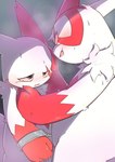 anthro blush bodily_fluids claws crying cuff_(restraint) cupping_chin duo handcuffs metal_cuffs naughty_face restraints shackles tears matchstick_39 nintendo pokemon generation_3_pokemon pokemon_(species) zangoose