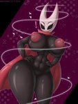 abs anthro areola big_breasts biped black_body breasts cape clothing featureless_crotch female front_view hands_on_hips looking_at_viewer mostly_nude nipples solo thick_thighs wide_hips aceymari hollow_knight team_cherry hornet_(hollow_knight) arachnid arthropod spider absurd_res hi_res