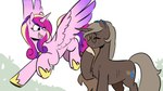 brown_body brown_hair clothing duo eyewear female feral flying footwear glasses hair horn jewelry multicolored_hair necklace pink_body shoes wings redxbacon friendship_is_magic hasbro my_little_pony mythology fan_character parch_well_(oc) princess_cadance_(mlp) equid equine mammal mythological_creature mythological_equine unicorn winged_unicorn 16:9 widescreen