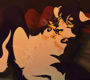 anthro blush bodily_fluids fingering fingering_self genital_fluids genitals male masturbation solo vaginal vaginal_fingering vaginal_fluids vulva yellow_blush cloudy_hyena bolt_(cloudy_hyena) splynter hi_res trans_(lore) trans_man_(lore)