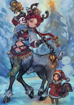 antlers bell braided_hair breasts capelet christmas_clothing christmas_headwear cleavage clothed clothed_female clothed_taur clothing cloven_hooves duo female gloves hair handwear hat headgear headwear holding_object holidays hooves horn lamp lantern medium_breasts midriff navel outside red_hair santa_hat snow solo tail sabamisob christmas animal_humanoid humanoid mammal mammal_humanoid rodent rodent_humanoid sciurid sciurid_humanoid taur tree_squirrel_humanoid absurd_res hi_res