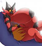 anthro areola big_breasts black_areola black_nipples breasts dark_areola dark_nipples female huge_breasts hyper hyper_breasts looking_at_viewer nipples pupils simple_background slit_pupils solo thick_thighs yellow_sclera platinumeggs nintendo pokemon tits_(lysergide) felid generation_7_pokemon incineroar mammal pokemon_(species) 2018 hi_res