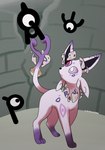 1_eye ambiguous_gender feral group ruins simple_background text screamoshaymin nintendo pokemon canid eeveelution espeon eye_creature generation_2_pokemon generation_8_pokemon letter_creature mammal pokemon_(species) runerigus unown_(pokemon) unown_a unown_p unown_w absurd_res character_cipher english_text hi_res translated unown_text