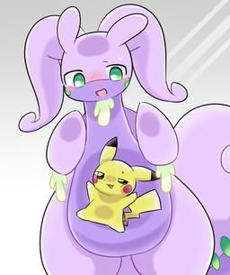 against_surface ambiguous_feral ambiguous_gender belly belly_on_glass belly_squish big_tail biped bipedal_feral black_ear_tips black_ears black_eyes blush blush_lines blush_stickers bodily_fluids cheek_markings chibi dipstick_ears duo ear_markings facial_markings featureless_crotch feral front_view fur green_eyes grey_background head_markings kemono larger_ambiguous larger_feral markings multicolored_ears on_glass open_mouth open_smile pinned pinned_by_belly pinned_to_glass pinned_to_wall purple_body purple_skin purple_tail restrained simple_background size_difference smaller_ambiguous smaller_feral smile squish standing sweat sweatdrop tail yellow_body yellow_ears yellow_fur yellow_tail unimaru mythology nintendo pokemon dragon generation_1_pokemon generation_6_pokemon goodra mammal mythological_creature mythological_scalie pikachu pokemon_(species) rodent scalie 2025 colored digital_media_(artwork) portrait three-quarter_portrait
