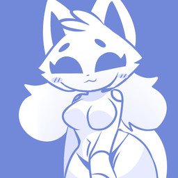 anthro blue_background breasts ears_up female light_body light_skin looking_at_viewer simple_background solo rivergravidade discord_(app) clyde_(discord) 1:1 hi_res monochrome