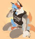 animal_genitalia animal_penis anthro canine_genitalia canine_penis clothing erection fangs genitals hand_holding heart_symbol hoodie jockstrap kiss_mark kiss_mark_on_balls knot male pawpads paws penis solo tail tail_motion tailwag teeth text tired tongue tongue_out topwear underwear nyushi canid canine canis mammal wolf hi_res