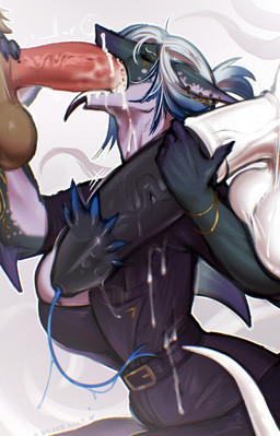5_fingers anthro arm_tattoo balls belt big_breasts black_nails blue_hair bodily_fluids bracelet breasts bubble claws clothed clothing colored_nails cum cum_bubble cum_from_mouth cum_from_nose cum_in_mouth cum_in_nose cum_inside cum_on_clothing cum_on_face cum_on_neck cum_on_penis dorsal_fin ear_piercing egyptian erection eyes_closed facial_tattoo fellatio female fin fingers fur genital_fluids genitals group hair hair_in_mouth holding_penis humanoid_genitalia humanoid_penis jewelry male male/female male_penetrating markings multicolored_body multicolored_hair nails office_suit open_mouth oral oral_penetration penetration penile penis penis_in_mouth piercing sex simple_background spiked_penis spikes spikes_(anatomy) spots spotted_body suit tattoo teeth tongue topwear trio two_tone_body two_tone_genitals two_tone_hair unusual_anatomy unusual_genitalia unusual_penis vein veiny_penis white_hair noizen samson_(alanhamstrer) soraya_dax aquatic equid equine felid fish horse hybrid lion mammal pantherine shark digital_media_(artwork) hi_res