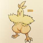 2017 4_toes ambiguous_gender anisodactyl anthro avian avian_feet beak biped bird claws combusken english_text feather_tuft feathered_wings feathers featureless_crotch feet firefightdex fluffy front_view full-length_portrait generation_3_pokemon hatching_(art) head_tuft hi_res marco_fanjul marker_(artwork) mixed_media multicolored_body multicolored_feathers nintendo no_sclera nude open_beak open_mouth open_smile orange_beak orange_body orange_eyes orange_feathers pen_(artwork) pokemon pokemon_(species) portrait pseudo_clothing scutes shaded shadow simple_background smile solo standing talons text toe_claws toes toony traditional_media_(artwork) tuft two_tone_body two_tone_feathers white_background white_claws winged_arms wings yellow_body yellow_feathers yellow_wings