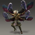 4_arms abs armor axes biceps clothing feathered_wings feathers gradient_background hair horn humanoid_pointy_ears male multi_arm multi_limb muscular muscular_male pecs simple_background solo weapon white_hair wings asian_mythology chinese_mythology east_asian_mythology koei_tecmo mythology warriors_(game_series) warriors_orochi hundun 1:1