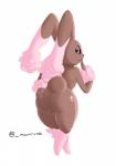 anthro backsack balls butt femboy genitals looking_at_viewer looking_back male presenting presenting_hindquarters rear_view simple_background solo white_background meirune nintendo pokemon generation_4_pokemon lagomorph lopunny mammal pokemon_(species) 2017 absurd_res hi_res