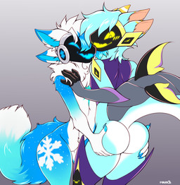 4_ears anthro blue_body blue_claws blue_fur butt butt_grab claws duo femboy fur hair hand_on_butt looking_at_butt looking_back looking_pleasured machine male male/male male_anthro multi_ear multicolored_body multicolored_fur nude nude_anthro nude_male shark_tail snowflake_marking tail white_body white_fur furhira festive_winter yukio_(protogen) aquatic armorless_protogen fish hybrid protogen shark 2026 absurd_res hi_res