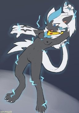 4_fingers 4_toes anthro areola biped blue_eyes breasts claws feet female finger_claws fingers front_view fur genitals grey_background grey_body grey_fur looking_down mostly_nude mostly_nude_anthro navel nipples nude nude_anthro nude_female open_mouth scarf scarf_only simple_background solo standing tail teeth toe_claws toes tongue vulva sealer4258 nintendo pokemon xil_(sealer4258) generation_7_pokemon legendary_pokemon pokemon_(species) zeraora 2025 absurd_res digital_drawing_(artwork) digital_media_(artwork) hi_res