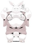 anthro asian_clothing belly big_belly clothing east_asian_clothing eyes_closed fundoshi humanoid_hands japanese_clothing kemono male moobs nipples overweight overweight_male simple_background solo text underwear white_body white_clothing white_fundoshi white_underwear sigenoya takotyutyu lagomorph leporid mammal rabbit 2022 hi_res japanese_text