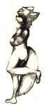 2011 ambiguous_gender anthro black_and_white butt canid canine crossed_arms graphite_(artwork) hair mammal monochrome nude nystre on_one_leg pencil_(artwork) side_view simple_background sketch solo standing traditional_media_(artwork) white_background