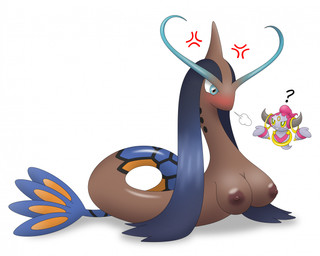 after_transformation ambiguous_gender areola big_breasts blush breasts brown_areola brown_nipples busty_feral demi_transformation duo female feral gym_leader limbless nipples simple_background species_transformation transformation white_background joyvell nintendo pokemon nessa_(pokemon) aquatic generation_3_pokemon generation_6_pokemon hoopa hoopa_(confined) legendary_pokemon milotic pokemon_(species) hi_res