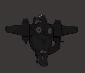aircraft airplane anthro areola back_wings barbell_piercing belly big_breasts black_body breasts cockpit female fin genitals huge_breasts jet jet_engine looking_at_viewer machine metallic_body navel nipple_piercing nipples non-mammal_breasts non-mammal_navel non-mammal_nipples not_furry nude nude_anthro nude_female piercing simple_background smile solo tail tail_fin thick_thighs vehicle vulva wings merusartz aeromorph living_aircraft living_machine living_vehicle digital_media_(artwork) hi_res
