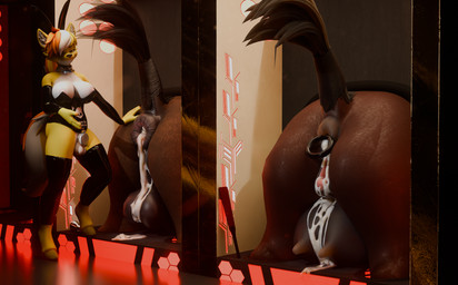 animal_genitalia animal_vulva anthro bodily_fluids bunny_costume chastity_cage chastity_device clitoral_winking clitoris clothing costume cum cum_in_ass cum_in_vagina cum_inside equine_genitalia equine_vulva female feral feral_bondage flat_chastity_cage genital_fluids genitals gynomorph intersex male presenting public_use questionable_consent restraints through_wall haolde sunsetsarsaparilla_(modeler) blender_cycles haolde_(character) canid canine canis equid equine horse hybrid mammal wolf 3d_(artwork) absurd_res digital_media_(artwork) hi_res