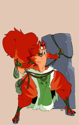 anthro bottomwear clothed clothing fangs femboy footwear fur fur_markings high_heels huge_hips huge_thighs loincloth loincloth_only makeup male markings mascara nipples plant sabertooth_(anatomy) scurid shield shoes solo tail teeth thick_thighs topless topless_male vines wide_hips jinti aidan_(nackvixen) mammal rodent sciurid tree_squirrel hi_res