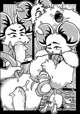 5_panel_comic angry angry_sex anthro anus big_penis bodily_fluids bottomless bottomless_anthro bottomless_female butt cheek_tuft clothed clothing cross-popping_vein crotch_tuft cum cum_drip cum_in_vagina cum_inside defeated disembodied_hand disembodied_penis dripping duo ejaculation eyelashes facial_tuft feet fellatio female genital_fluids genitals hairless_tail head_tuft holding_another humanoid_genitalia humanoid_penis humanoid_vulva interspecies leaking_cum male male/female offscreen_character oral outside outside_sex penetration penile penile_penetration penis penis_in_mouth penis_in_vagina questionable_consent saliva saliva_on_penis sex soles tail tail_around_penis tail_fetish tail_grab tail_play thick_thighs tuft unconscious vaginal vaginal_fluids vaginal_penetration vulva wide_hips paperbagnsfw mina_the_hollower yacht_club_games mina_(mina_the_hollower) ambiguous_species mammal mouse murid murine rodent 2026 absurd_res comic digital_drawing_(artwork) digital_media_(artwork) hi_res monochrome multiple_scenes