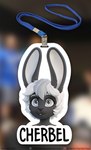 anthro badge black_body black_fur black_nose blonde_eyebrows blonde_hair blurred_background border ears_up eyebrows fur grey_eyes hair looking_at_viewer male multicolored_body multicolored_fur simple_background smile solo teeth text white_border wide_eyed kotyami cherbel lagomorph leporid mammal rabbit 2023 character_badge_(artwork) colored digital_media_(artwork) english_text hi_res portrait shaded url