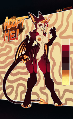 6_limbs 9_eyes abs abstract_background anthro areola big_areola big_breasts big_ears big_teeth biped breasts cheek_tuft chest_tuft clitoral_hood color_swatch crotch_tuft digitigrade ear_piercing ear_ring eyebrow_piercing eyes_on_chest eyes_on_legs facial_piercing facial_tuft female fur genitals handpaw head_tuft horn huge_hips huge_thighs looking_at_viewer membrane_(anatomy) membranous_wings multi_eye navel nipple_piercing nipples orange_eyes pawpads paws piercing red_body red_fur ring_piercing ruff sharp_teeth small_waist solo spade_tail tail tan_body tan_fur teeth thick_thighs tongue tongue_out tongue_piercing tuft unusual_anatomy unusual_eye_placement vulva wasp_waist wide_hips wings proxicute wybeborne canid canine canis demon domestic_dog mammal 2025 hi_res
