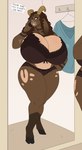 anthro big_breasts bra breasts clothing exposure_variation female huge_breasts mature_anthro mature_female phone_call solo thick_thighs underwear wide_hipped_female wide_hips slightlysimian severa_tettona bovid caprine goat mammal 2024 absurd_res hi_res