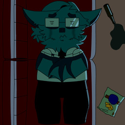accessory angst angsty anthro bag_of_chips beer_bottle bodily_fluids bottle container crying curled_up dark_room depression eye_bags eyewear floor fluffy frown furniture furrowed_eyebrows glasses hair head_tuft inner_ear_fluff lying male messy_room neck_tuft necktie office_clothing on_back pockets ponytail red_sofa sad sofa solo stain stubble tears television_glow thick_thighs tired tired_eyes tuft tv_lighting wearing_glasses hjtheartist ralph_(winterp1nes) bat mammal 1:1 2026 absurd_res colored digital_drawing_(artwork) digital_media_(artwork) hi_res shaded