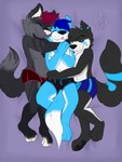 anthro biped black_body black_ears black_fur black_nose black_pawpads black_tail blep blue_body blue_ears blue_fur blue_hair blue_seam_underwear blue_tail boxer_briefs claws clothed clothing colored_seam_underwear cuddling fur grey_body grey_ears grey_fur grey_hair grey_tail group hair male male/male multicolored_body multicolored_ears multicolored_fur pawpads paws red_clothing red_hair red_seam_underwear red_underwear tail toe_claws tongue tongue_out trio two_tone_body two_tone_ears two_tone_fur two_tone_tail underwear underwear_only white_body white_fur white_nose white_tail gaokun canid canine mammal 2017 3:4 absurd_res hi_res watermark