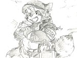 anthro braided_hair braided_ponytail burger clothing eating food hair hat headgear headwear male ponytail slightly_chubby solo young zimsanada2 lifewonders tokyo_afterschool_summoners zhurong_(tas) ailurid mammal red_panda hi_res sketch