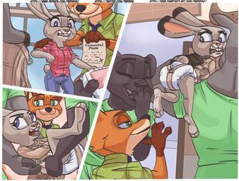 annoyed anthro asylum bdsm bondage bound diaper female female_anthro fur green_eyes grey_body grey_fur group hospital inside laugh lifted lifting male male_anthro nervous orange_body orange_fur purple_eyes restraints scrubs smile straitjacket paddedulf disney zootopia judy_hopps nick_wilde buffalo canid canine european_rabbit felid fox lagomorph leporid mammal oryctolagus pantherine rabbit red_fox true_fox absurd_res comic hi_res